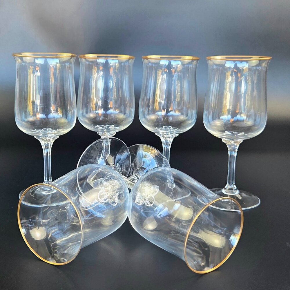 Vintage Water/Wine Goblet – Intrigue (Gold Trim) by Lenox – Set of 6 – 7 1/8"